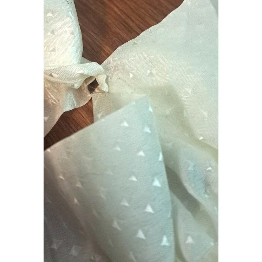 White Fabric Shower Curtain 2 Panel Ruffled NWOT 1 Tie Back Cottage Romance